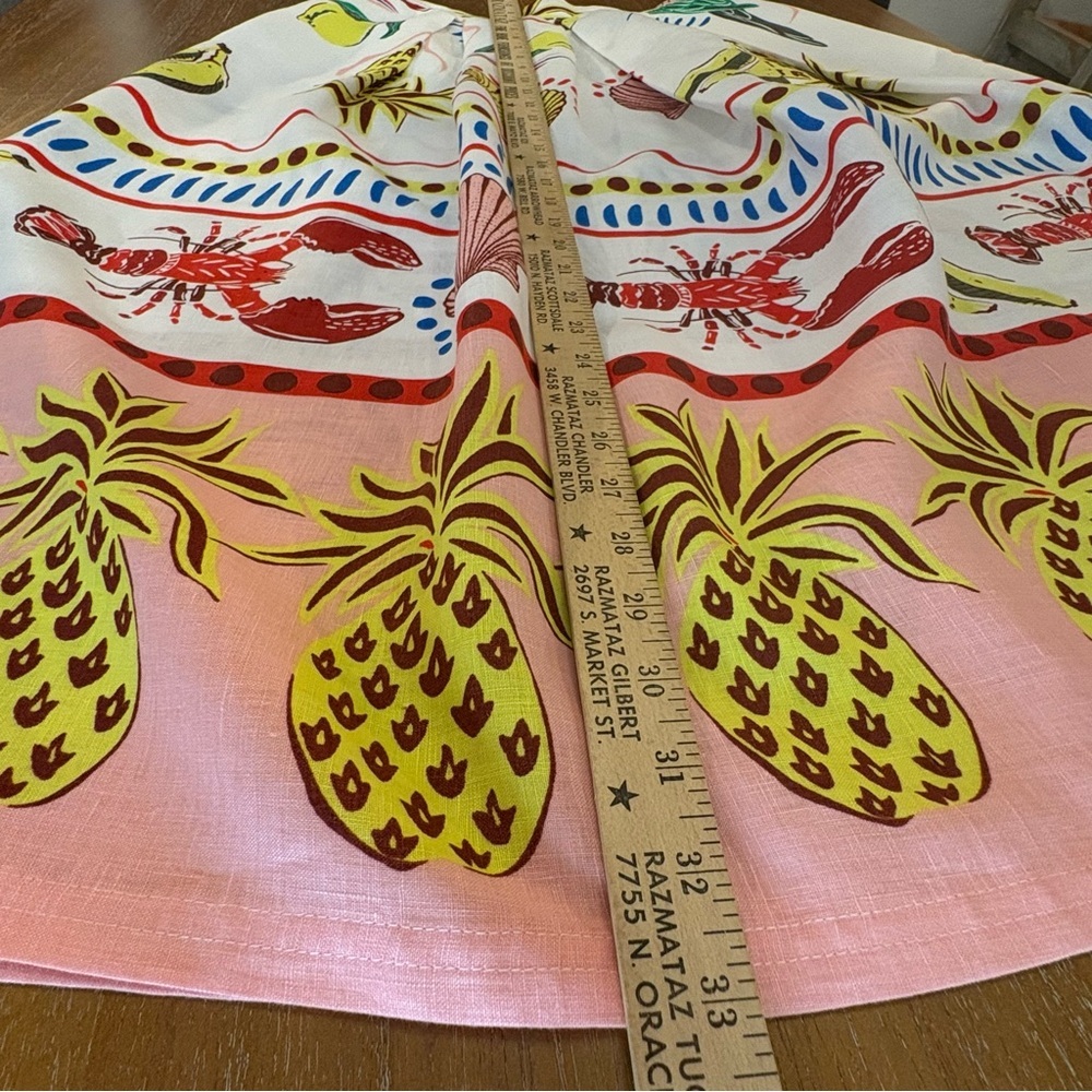 NWOT Boden 100% Linen Midi Tropical Skirt Fruit Print Lobster Vacation Resort - Picture 13 of 13